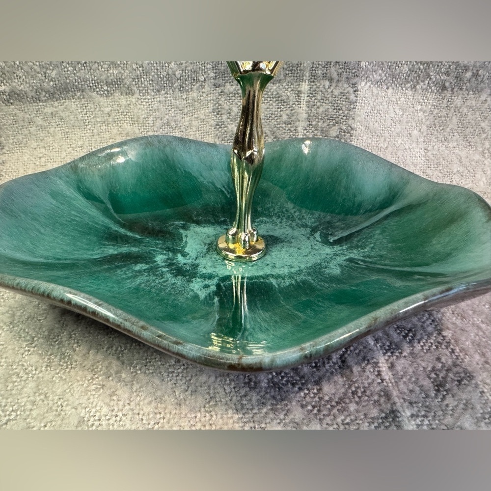 Vintage Blue Mountain Pottery Candy Serving Dish Blue/Green Drip Glaze - Picture 13 of 13